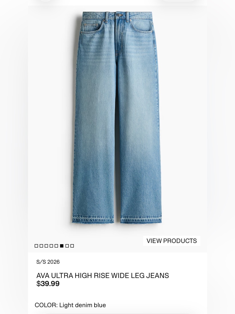 H&M AVA ULTRA HIGH RISE WIDE LEG JEANS